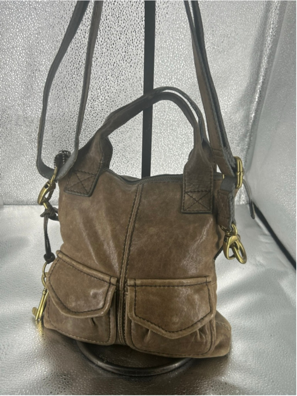 Women's Fossil Brown Leather Crossbody Bag One Size